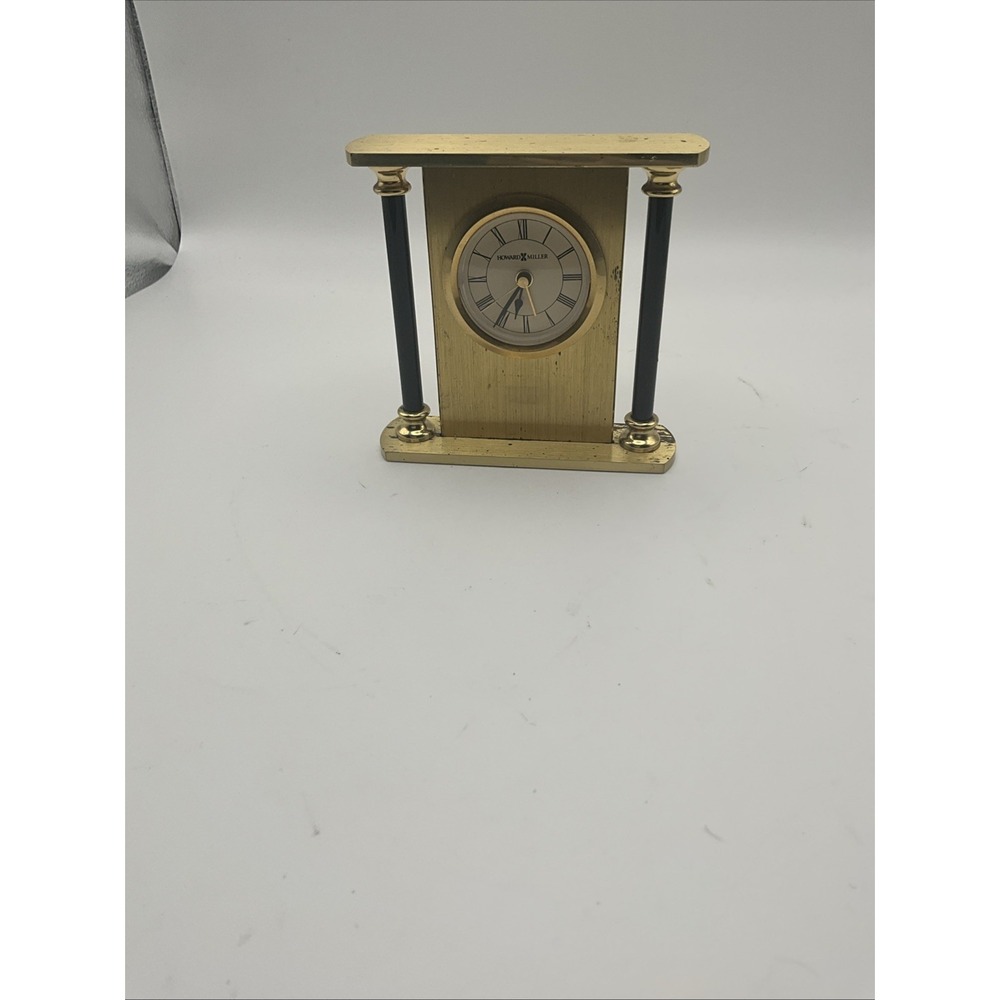Howard Miller Casey Brass Quartz Desk Alarm Clock Model 613-621 Untested